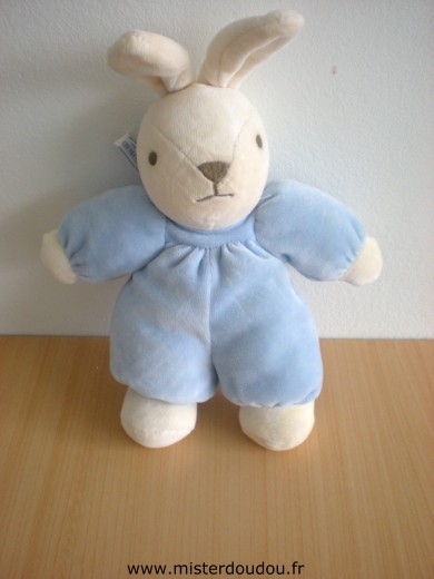 Doudou Lapin Nounours Bleu blanc 