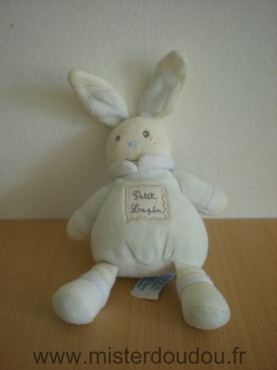 Doudou Lapin Nounours Bleu blanc petit lapin 