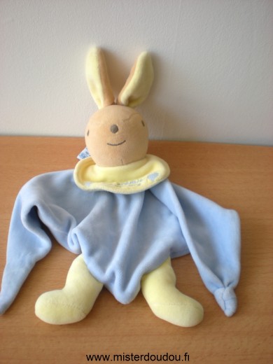 Doudou Lapin Nounours Bleu jaune 