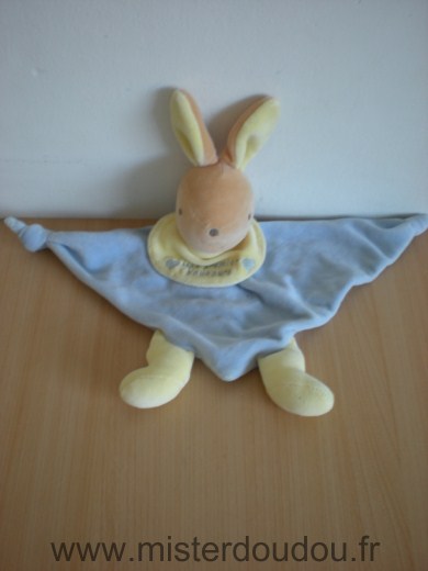 Doudou Lapin Nounours Bleu jaune mon premier nounours 