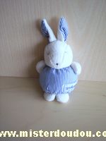 Doudou Lapin Nounours Bleu rayé blanc 