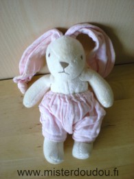 Doudou Lapin Nounours Ecru oreilles short en lange rose Lapin en tissus éponge