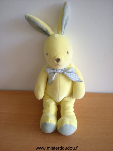 Doudou Lapin Nounours Jaune bleu 