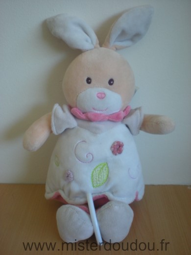 Doudou Lapin Nounours Jaune robe blanc rose 