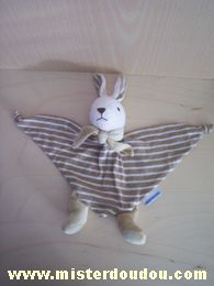 Doudou Lapin Nounours Rayé marron blanc 