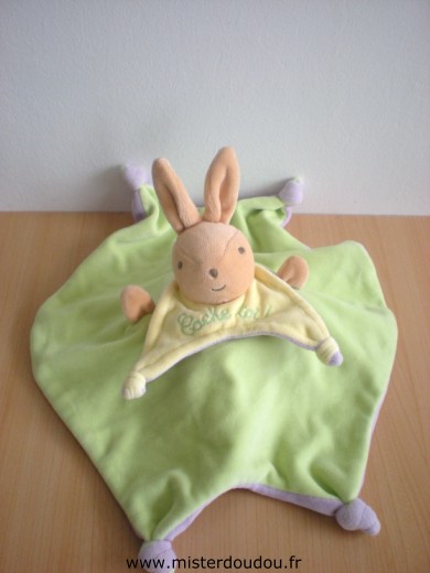 Doudou Lapin Nounours Reversible : ours cote violet lapin coté vert 