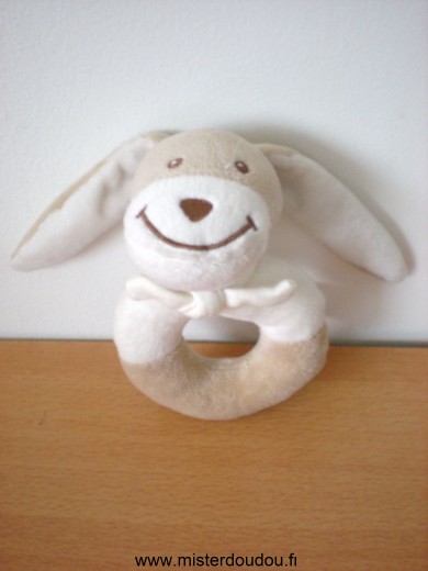 Doudou Lapin Obaibi okaidi Beige blanc 