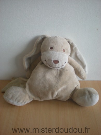 Doudou Lapin Obaibi okaidi Beige mouchoir beige 