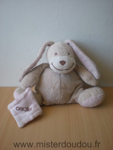 Doudou Lapin Obaibi okaidi Beige rose 