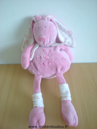 Doudou Lapin P tit lapin Rose brodé p'tit lapin 