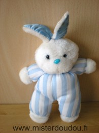 Doudou Lapin Pampers Blanc bleu Une tache sur l'oreille