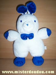 Doudou Lapin Parents Blanc bleu 