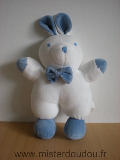 Doudou Lapin Parents Bleu blanc 