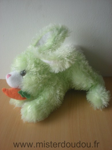 Doudou Lapin Patrelle Vert avec carotte orange 