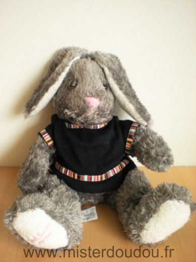 Doudou Lapin Paul smith parfum Gris pull noir raye 