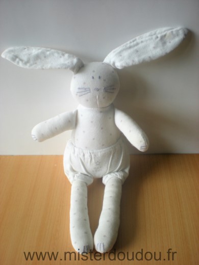 Doudou Lapin Petit bateau Blanc etoiles mon reve Discretes traces non parties au lavage