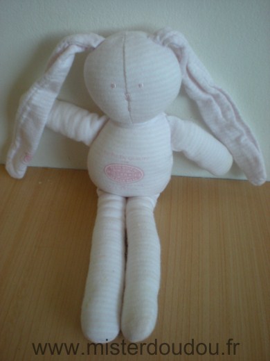 Doudou Lapin Petit bateau Raye rose blanc inscription petit bateau milleraies 