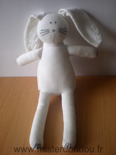 Doudou Lapin Petit bateau Tissus blanc 