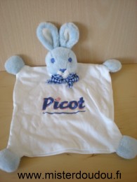 Doudou Lapin Picot Bleu blanc 