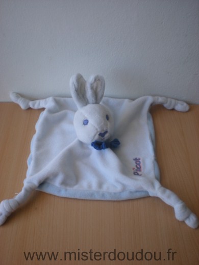 Doudou Lapin Picot Bleu et blanc 