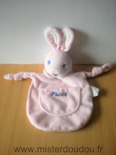 Doudou Lapin Picot Rose blanc 