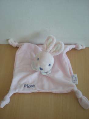 Doudou Lapin Picot Rose brodé picot 