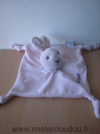 Doudou Lapin Picot Rose col blanc 