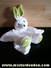 Doudou Lapin Planete bleue Blanc / vert 