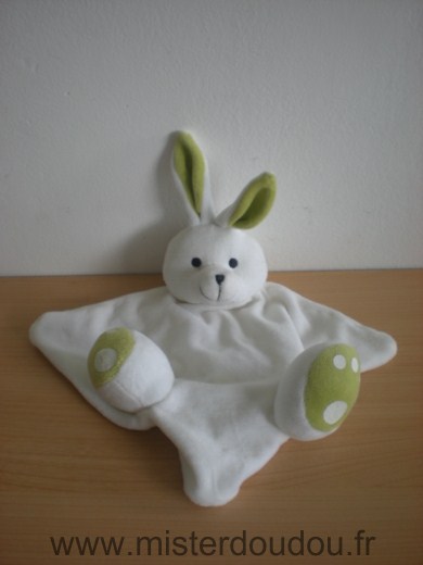 Doudou Lapin Planete bleue Blanc vert 