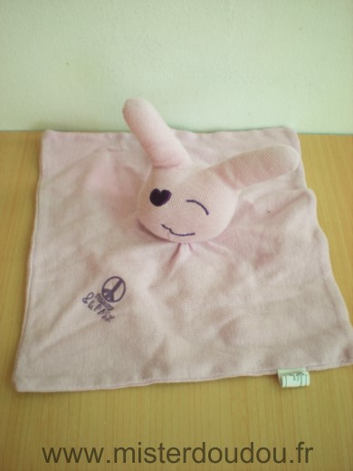 Doudou Lapin Popsi Rose mauve l amour et la paix 