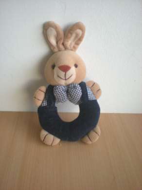 Doudou Lapin Priscilla larsen Bleu beige 