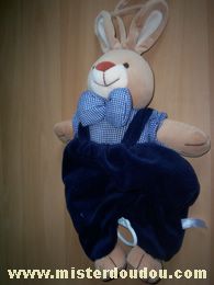 Doudou Lapin Priscilla larsen Bleu marine Ficelle du dessus de la tête coupée