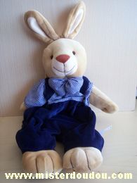 Doudou Lapin Priscilla larsen Bleu marine Poche range pyjama dans le dos