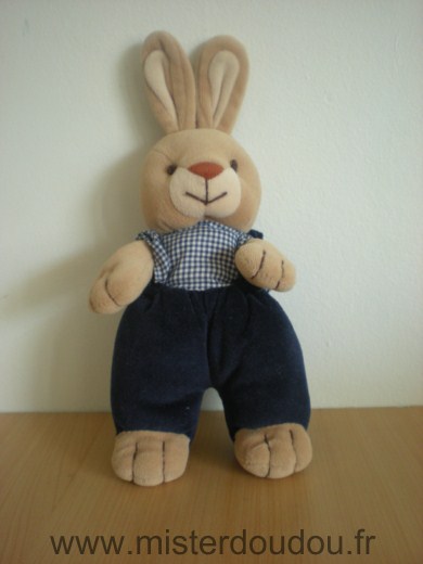 Doudou Lapin Priscilla larsen Bleu marine beige 