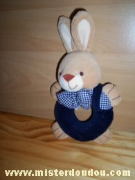 Doudou Lapin Priscilla larsen Bleu marine beige 