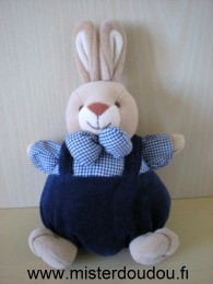 Doudou Lapin Priscilla larsen Bleu marine vichy et marron 