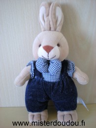 Doudou Lapin Priscilla larsen Marron bleu marrine vichy bleu 