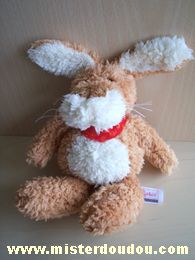 Doudou Lapin Sigikid Beige blanc foulard rouge 