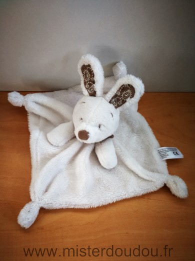 Doudou Lapin Simba toy Blanc foulard beige nicotoy 