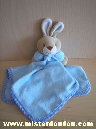 Doudou Lapin Simpson trading Bleu beige Tissus un peu bouloché