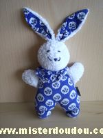 Doudou Lapin Souleiado Bleu à motifs blanc 