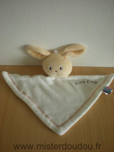 Doudou Lapin Sucre d orge Blanc beige 