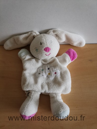 Doudou Lapin Sucre d orge Blanc nuage etoiles 