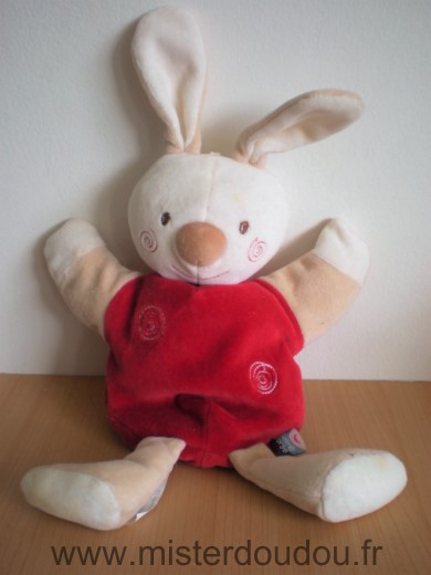 Doudou Lapin Sucre d orge Blanc rouge spirales 