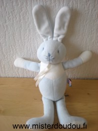 Doudou Lapin Sucre d orge Bleu blanc 