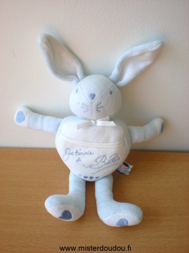 Doudou Lapin Sucre d orge Bleu blanc 