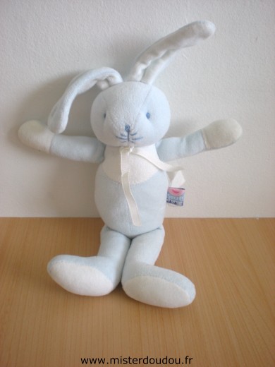 Doudou Lapin Sucre d orge Bleu blanc 