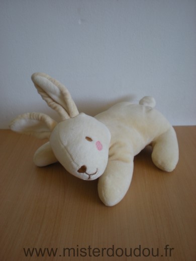 Doudou Lapin Sucre d orge Jaune ecru 