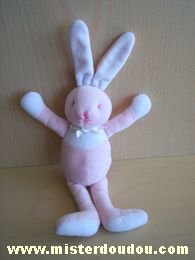 Doudou Lapin Sucre d orge Rose blanc étiquette coupée