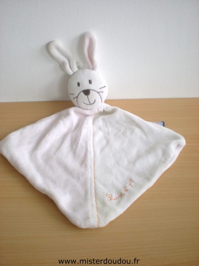 Doudou Lapin Sucre d orge Rose blanc devant et rose dessous 